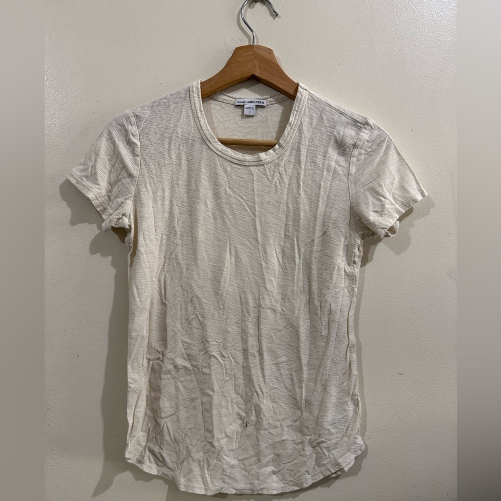 James Perse Cream Short-Sleeve Crewneck Tee